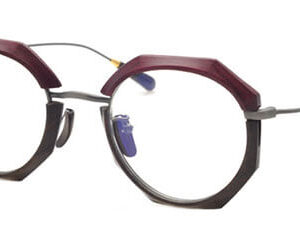 Polygonal Wooden Glasses QE239 – Purple Heart Wood, Beta Titanium, and Acetate