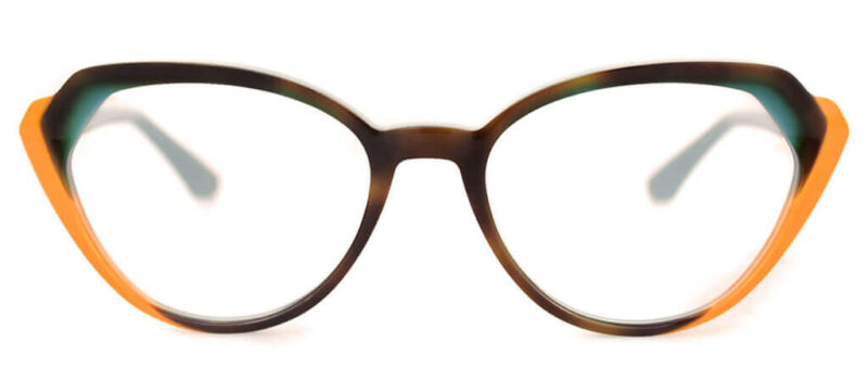 Faceted Cat-Eye Laminate Acetate Glasses KU99