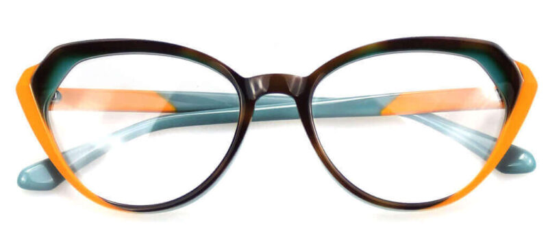 Faceted Cat-Eye Laminate Acetate Glasses KU99