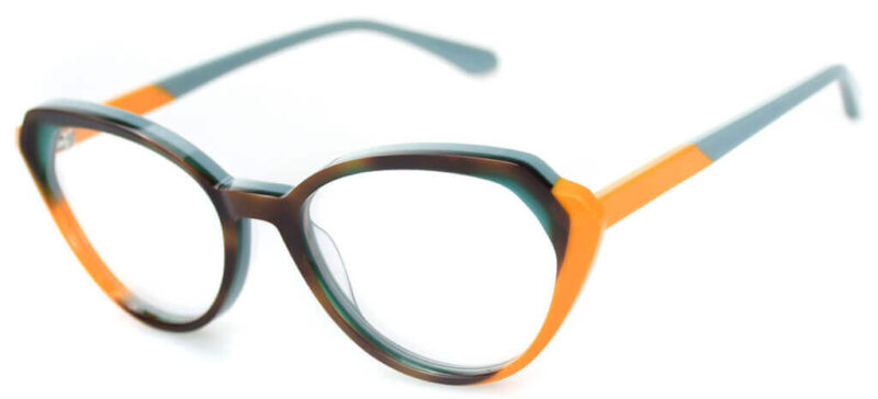 Faceted Cat-Eye Laminate Acetate Glasses KU99