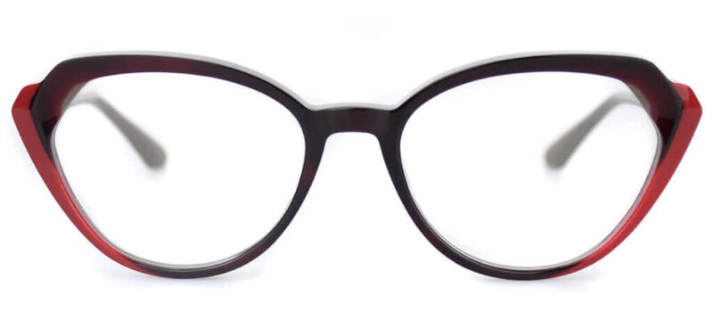 Faceted Cat-Eye Laminate Acetate Glasses KU99