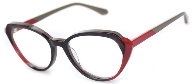 Faceted Cat-Eye Laminate Acetate Glasses KU99