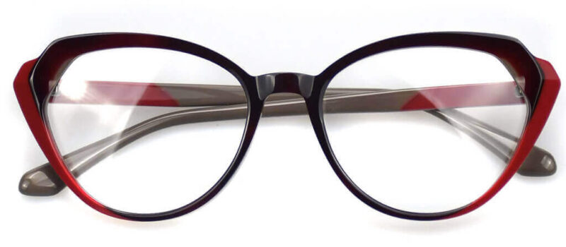 Faceted Cat-Eye Laminate Acetate Glasses KU99