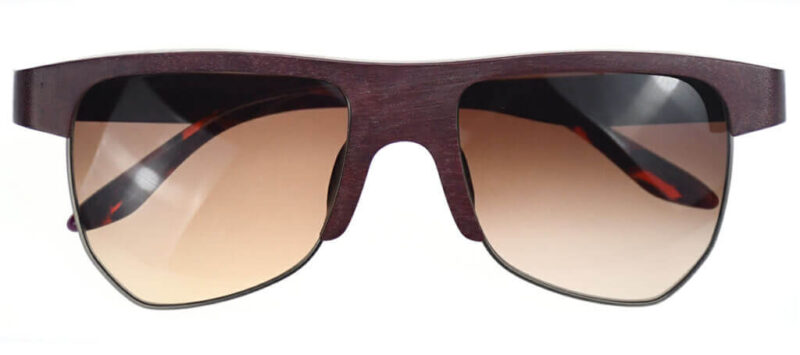 Irregular Wooden Sunglasses QE238 – Peltogyne Frame with Gradient Brown CR39 Lenses