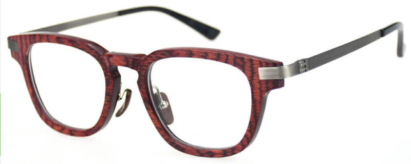 Oval Frame Wooden Glasses QE236 with Stainless Steel Temples – Russian Linden Wood