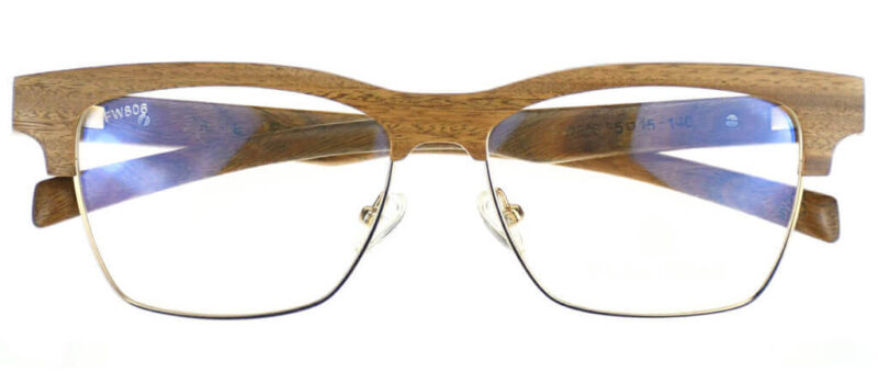 Half-Rim Wooden Metal Glasses QE235 – Argentine Vera Wood & Stainless Steel