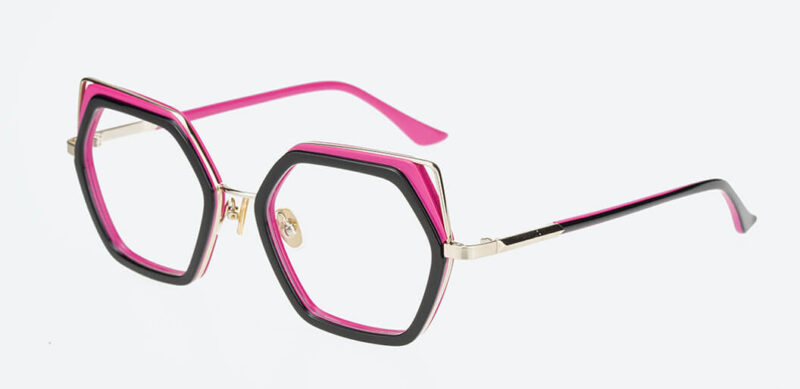 Hexagonal Acetate and Stainless Steel Eyeglasses WD996